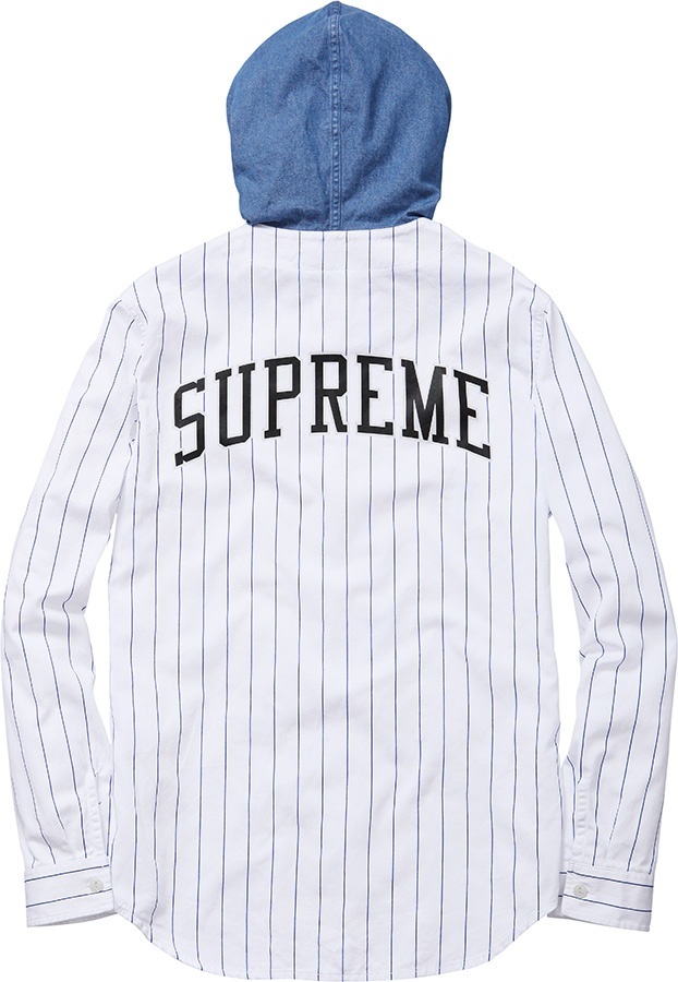 Denim Hooded Baseball Shirt view 3